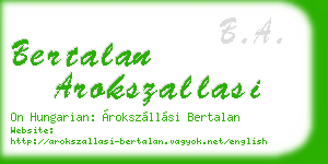 bertalan arokszallasi business card